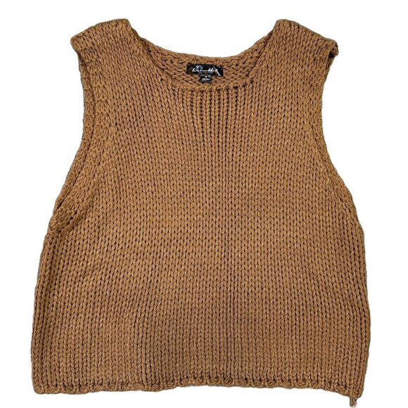 Line & Dot Costa Vista Brown Tan Tank Sweater Vest Chunky Knit Size Medium - Picture 2 of 7